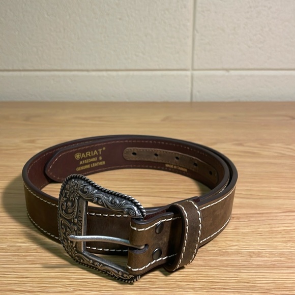 Ariat Genuine Leather Small Brown Western Belt - Picture 1 of 6